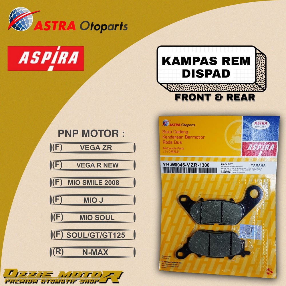 ASPIRA DISPAD KAMPAS REM DEPAN MIO SOUL/SMILE/GT VEGA R ORIGINAL ASTRA VZR-5D9