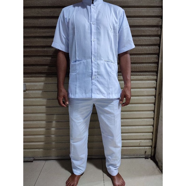 Baju putih perawat cowok/Baju putih perawat/Baju dinas perawat