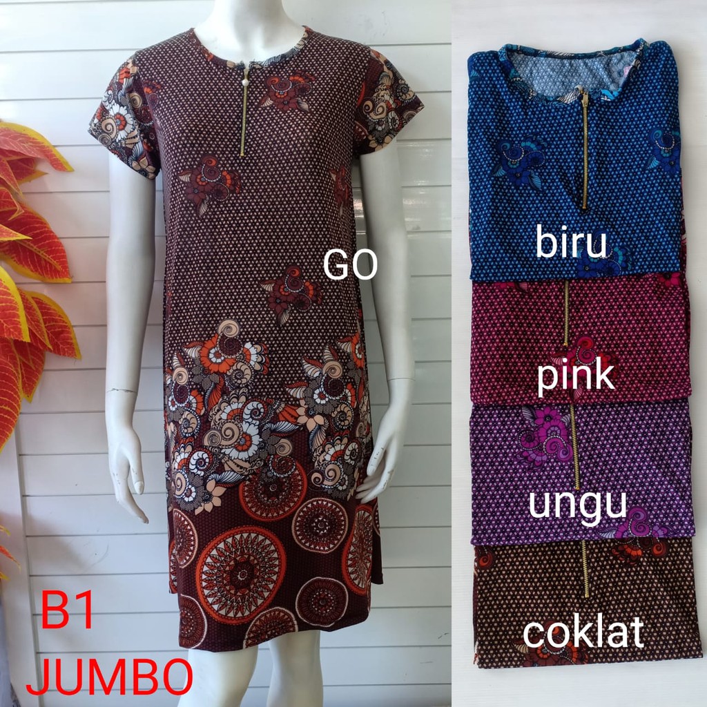 gof SR DASTER/DRESS JUMBO Wanita Casual Motif Polos Pakaian Perempuan Lengan Pendek