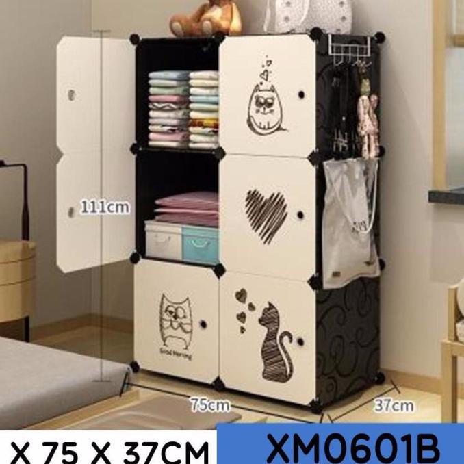 Lemari Baju Pakaian Rak Susun Plastik 6 Pintu - Putih Larissastore77