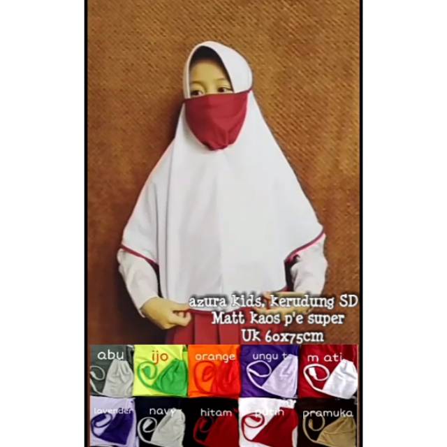 Jilbab instan masker untuk anak SD kerudung sekolah bahan kaos PE nyaman adem ORI by Geeva Hijab