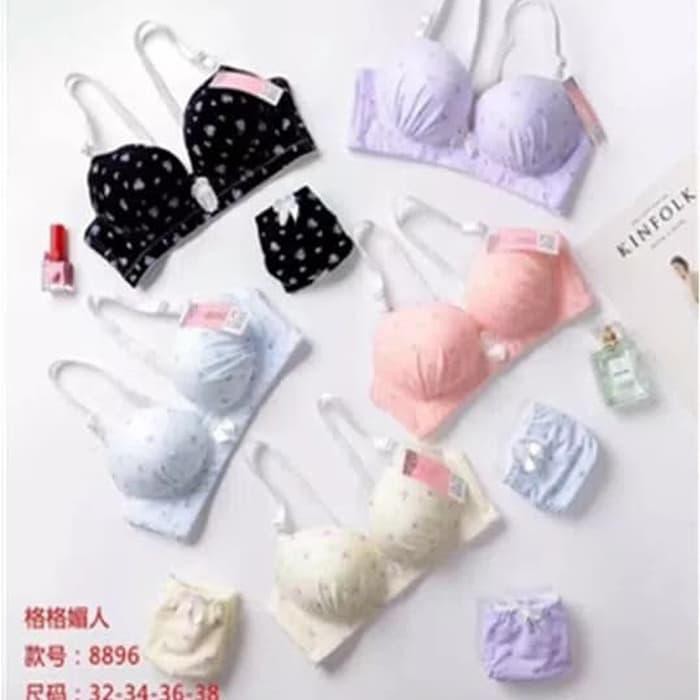 EKSKLUSIF BRA SET CELANA DALAM BH KATUN TANPA KAWAT PRINTED B8896 !!!!