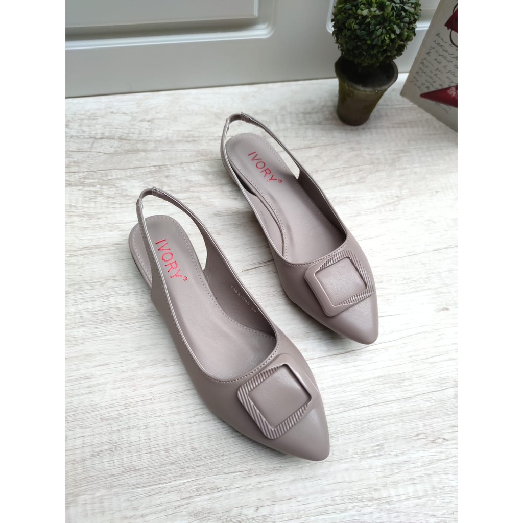 IVORY Sepatu Flat Wanita Tali Belakang Fashion T383-285