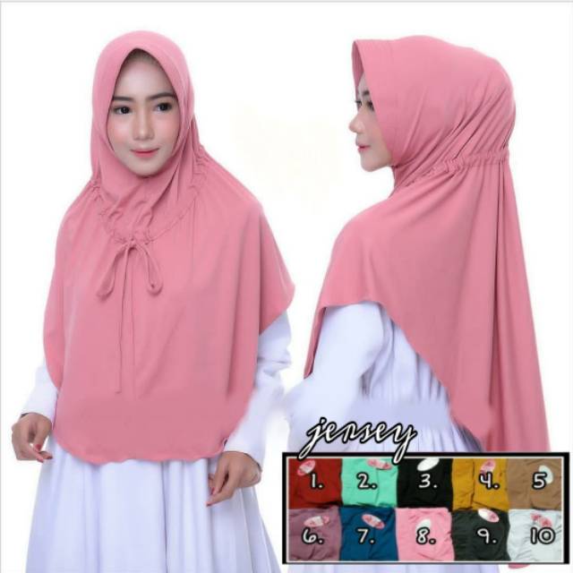 Hijab serut depan jilbab instan jersey kerudung jumbo syar'i khimar bergo