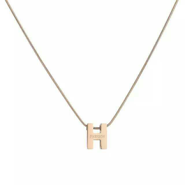 GG kalung Aksen Fashion H Rantai Belut Rose gold Titanium#KL-136H