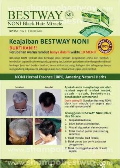 BESTWAY Noni Hair Miracle Color Dye Shampo Semir Penghitam Pewarna Rambut Uban -BLACK BROWN BURGUNDY