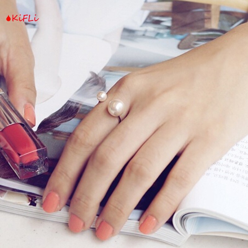 Cincin OPENING,Ring Adjustable Hias Mutiara Imitasi,Untuk Wanita Adjustable Finger Ring