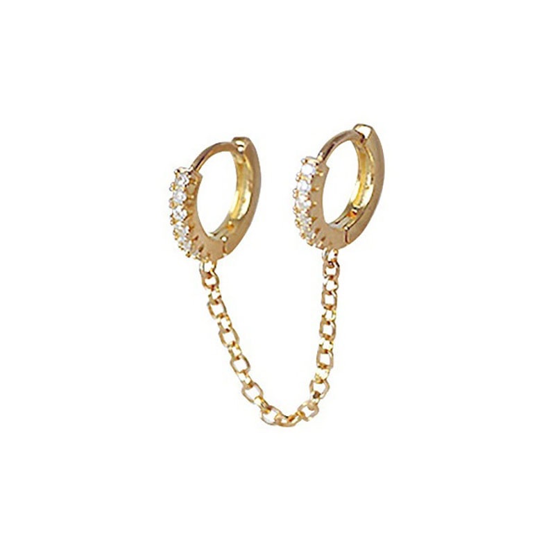 1 Pc Anting Stud Rantai Lingkaran Mini Model Menjuntai Gaya Elegan Untuk Wanita