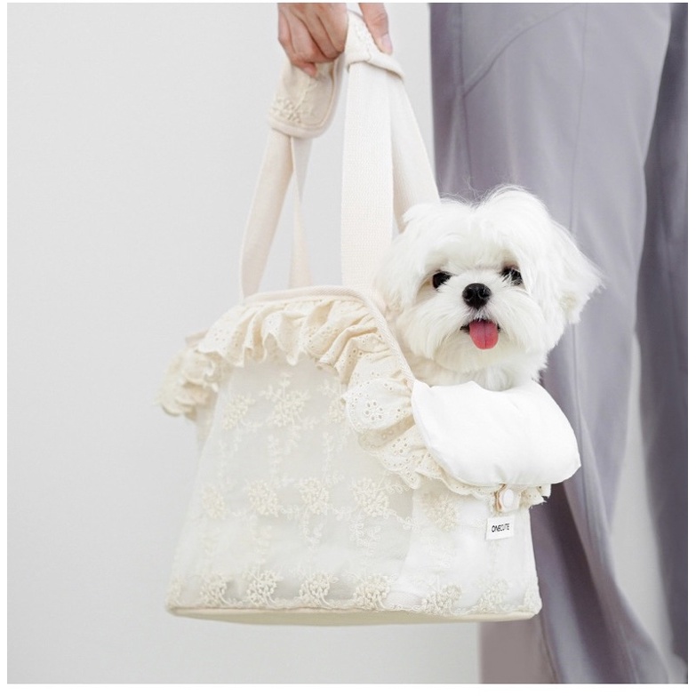 One cute korea lace cargo pet bag