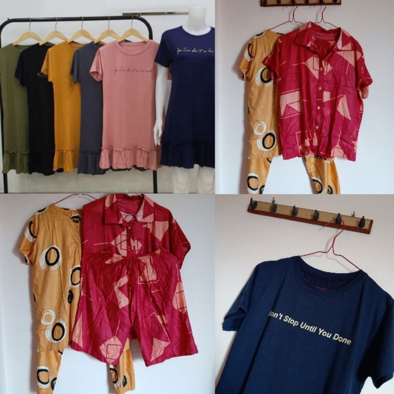 Daster Ruffle Polos Baju Tidur Wanita Kekinian Lengan Pendek Babydoll