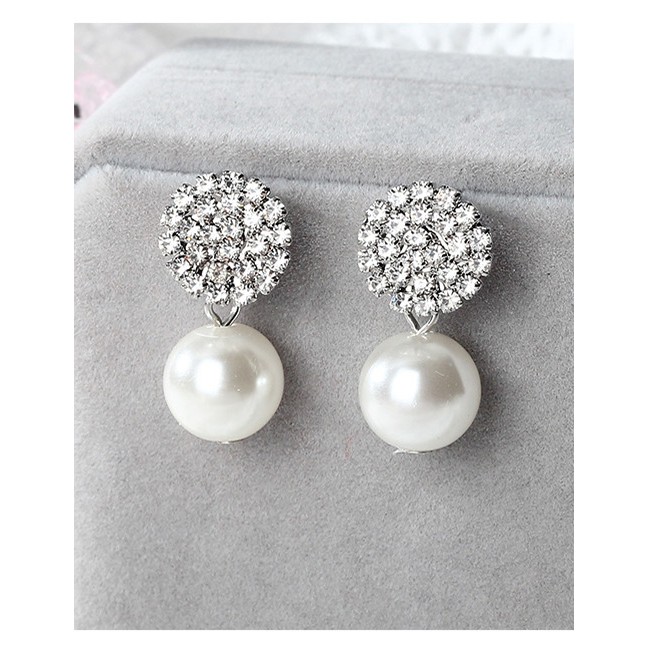 LRC Anting Tusuk Fashion Color Round Shape Decorated Earrings