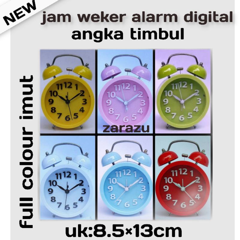 jam weker polos kring berdering nyaring/angka timbul/full colour unik
