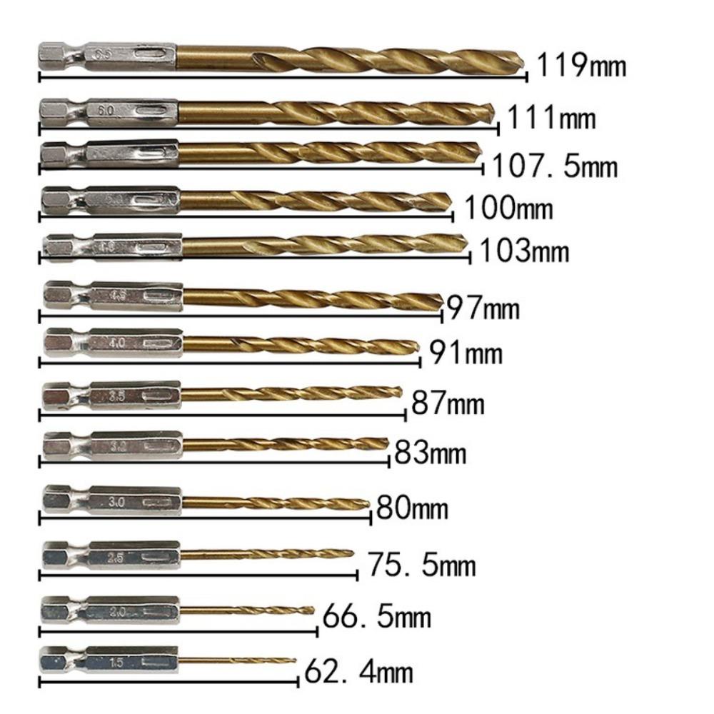 Populer 13Pcs Hexagonal Shank Drill 1.5-6.5mm Kepala Obeng Listrik Electric Screwdriver HSS