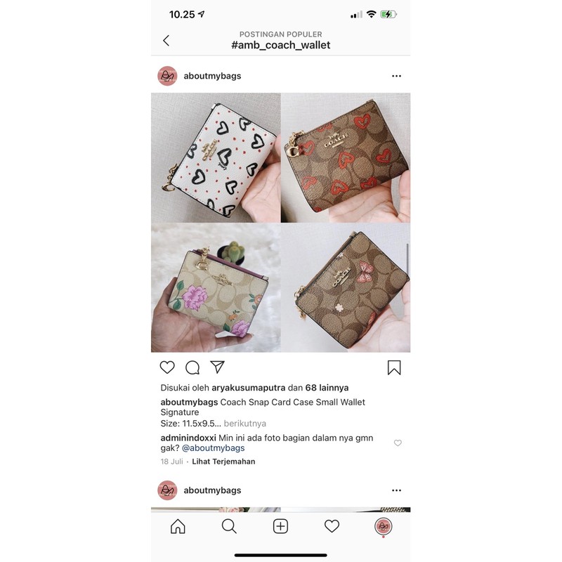 Coach snap card case wallet