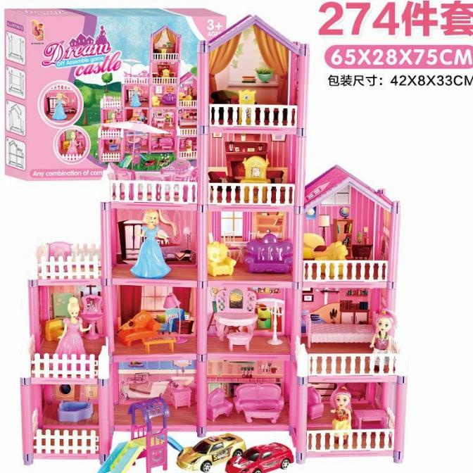 Mainan Anak Rumah Barbie Dream Castle Lengkap Dengan Boneka Princess