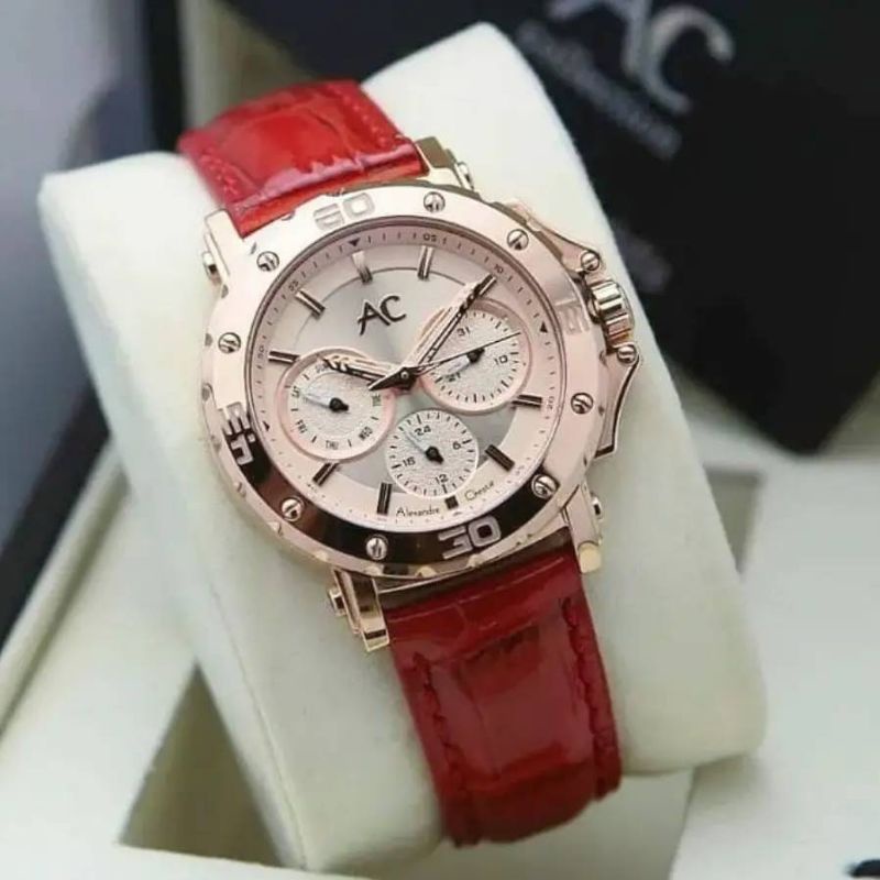 Jam Tangan Alexandre Christie AC 9205 Wanita / AC9205 BF Merah Rosegold Original