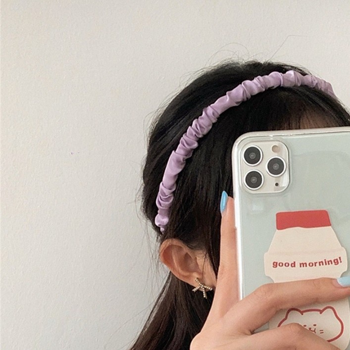 BANDO KOREA KERUT / BANDO SCRUNCHIE SATIN / HEADBAND KOREA FASHION / BENDO KOREA STYLE AKSESORIS RAMBUT WARNA PASTEL