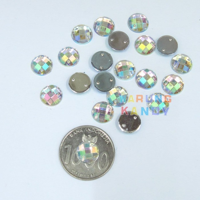 Diamon Akrilik Bulat 10mm Putih AB PAK 1000pc