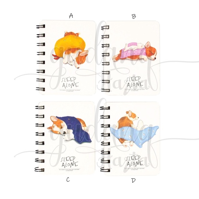 

GCC Notebook A7 Spiral Dog Sleep Alone Buku MIni Motif Corgy Lucu GCC 308554