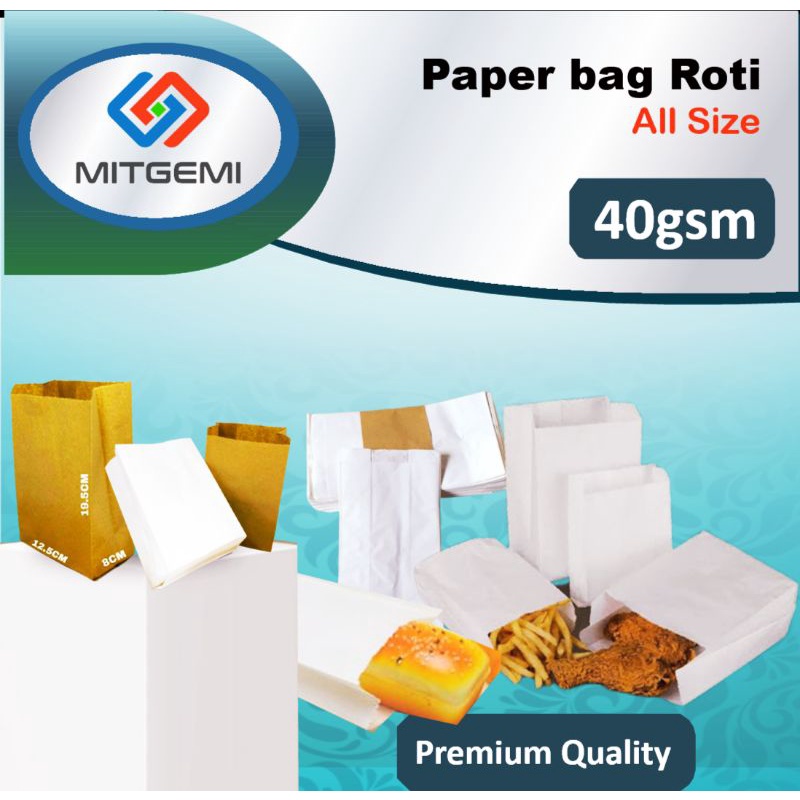 

paper bag - satchel bag - kantong kertas - paper bag roti, snack, fried chicken - food grade - 40gsm