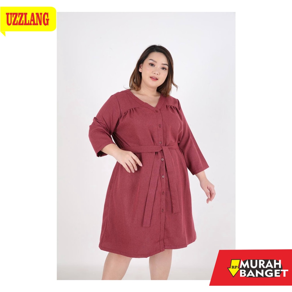 DRESS MODEL TERKINI- Sorabel - Ilesy V Neck Button Dress Big Size Jumbo