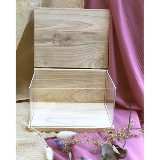  Kotak  Kayu  Akrilik Lengkung Custom  Grafir 20 x 15 x 10 