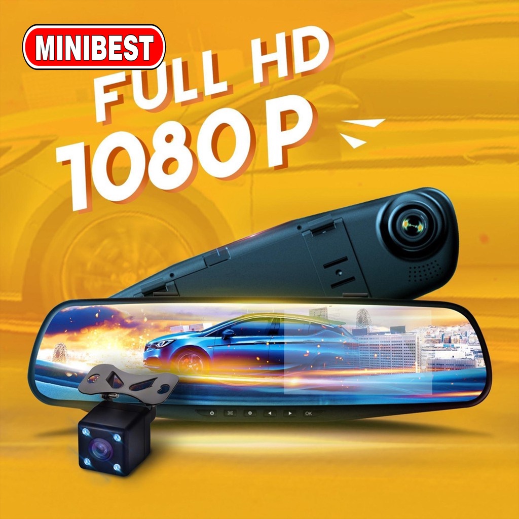 Full HD 1080P Mobil DVR lensa ganda kaca spion kamera Dash Perekam Video Mobil Auto Blackbox Cam 7&quot;