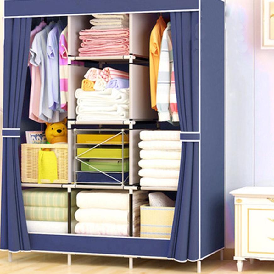 Sedang Laris Lemari Pakaian Kain Portable Jumbo 88130 Lemari 3 Sekat Lemari Baju