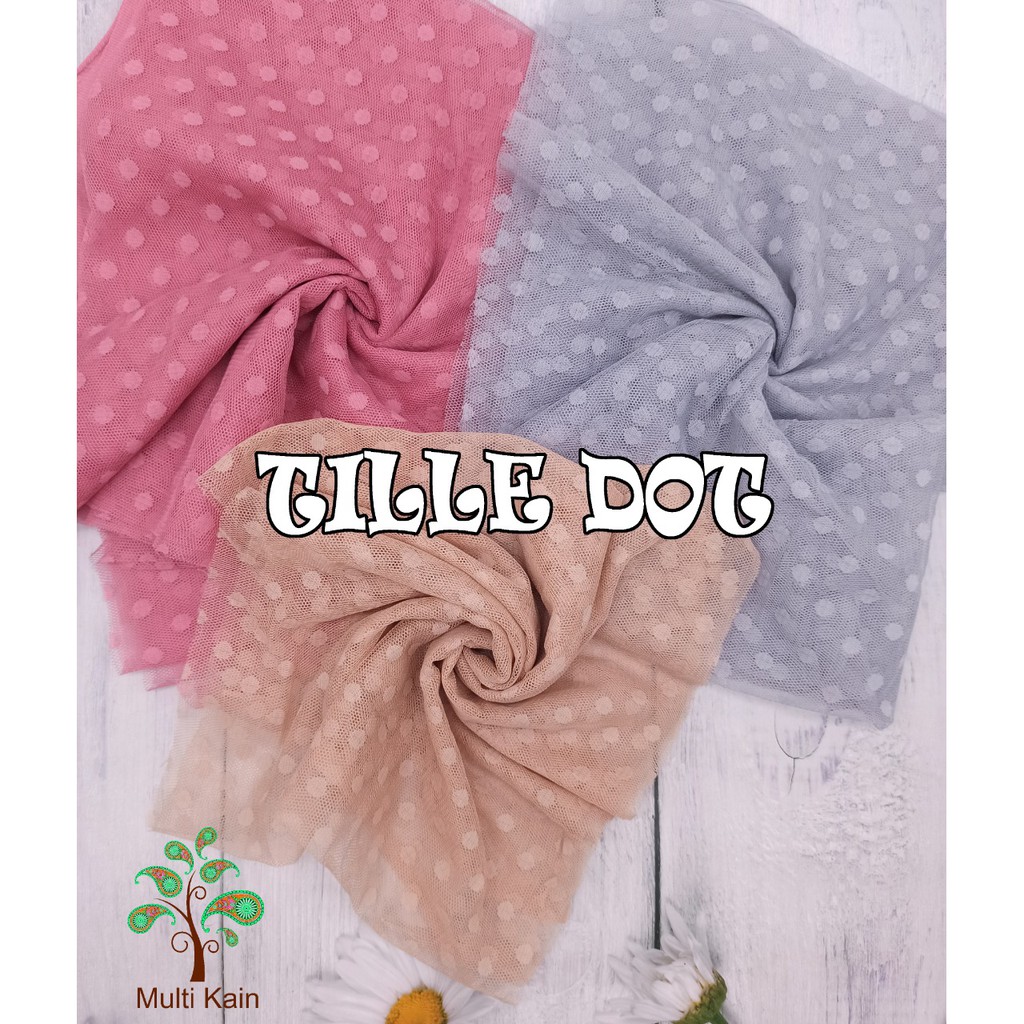 Multi Kain Tile dot onde bintik Tule Tille Tulle stretch import lembut lebar 1.5 meter