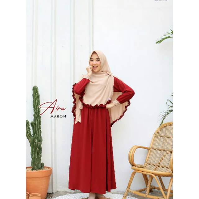 GAMIS AIRA MAROON BY ADZKIA HIJAB (BISA COD)