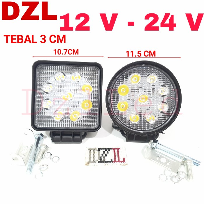 Lampu Tembak Sorot 12V - 24V Led Fog lamp 27 Watt LED 9 MATA 24volt - BULAT
