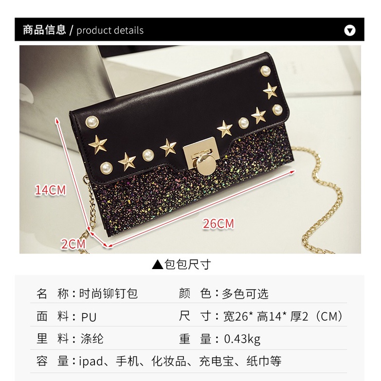 BJ81869 - BLACK/GRAY/PINK - TAS PESTA CLUTCH SLEMPANG TALI RANTAI DOMPET WANITA FASHION IMPORT MODIS ELEGAN TERMURAH TERLARIS TERBARU BAGSTORE JAKARTA TAS BATAM GT1869