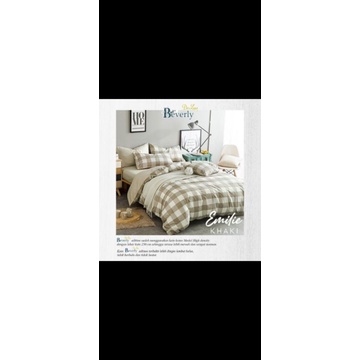 SET BEDCOVER katun lokal motif square kotak khaki