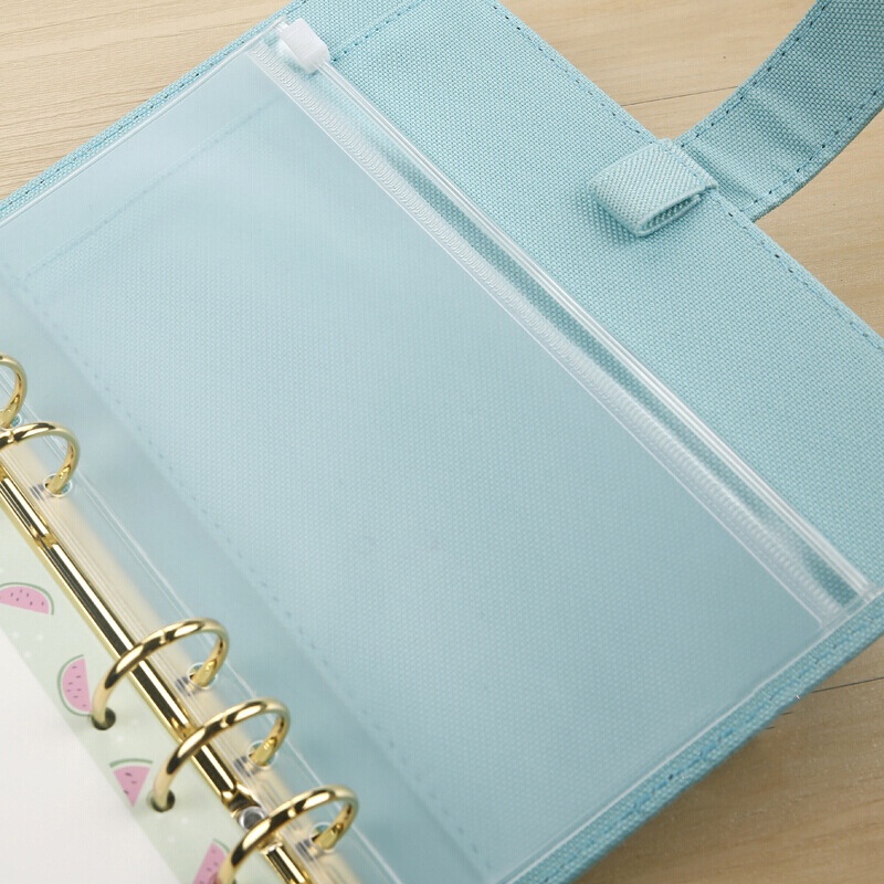 Enam Lubang Transparan Bill Zipper Bag Rekening Buku Tas Penyimpanan Notebook PVC Loose-leaf Binder Folders Frosted Tangan DIY A5 A6 A7