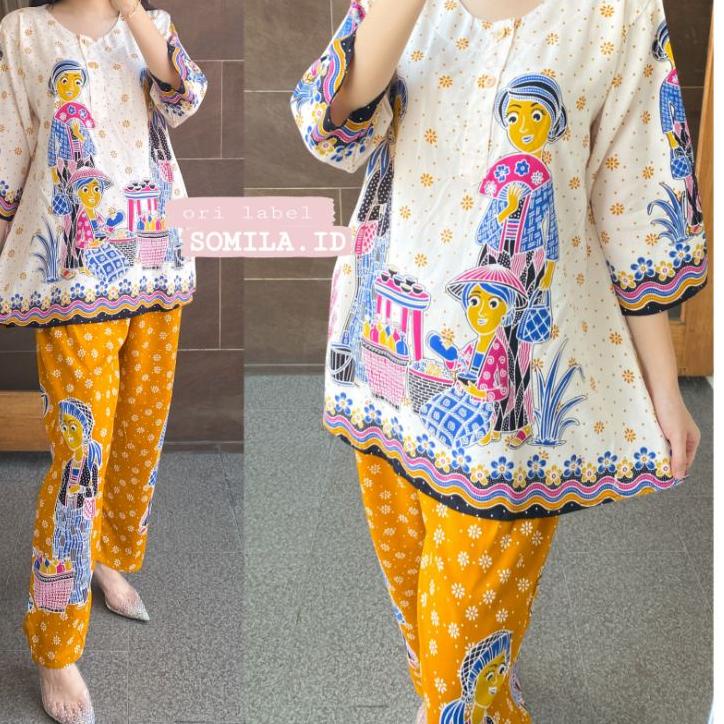 Paling Dicari.. GROSIR SOMILA.ID KULOT BUSUI RC ONE SET ASMARA LENGAN 7/8 PANJANG PIYAMA BATIK BU TE