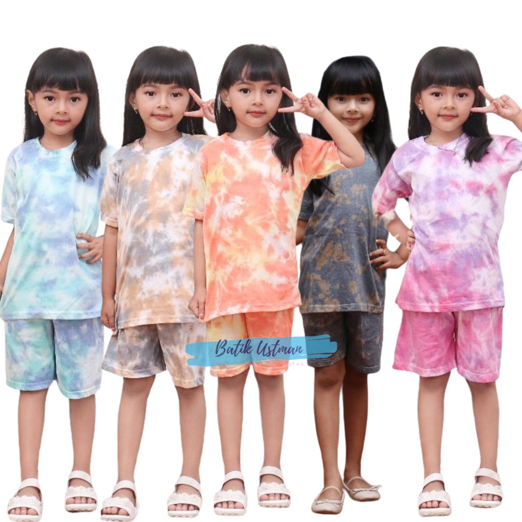 Setelan Baju Tye Dye Anak Laki laki dan Perempuan Usia 0-10 Tahun Stelan Kaos Anak Anak