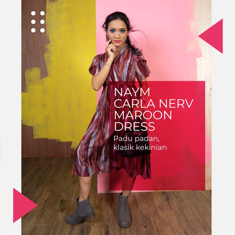 NAYM CARLA NERVE MAROON DRESS