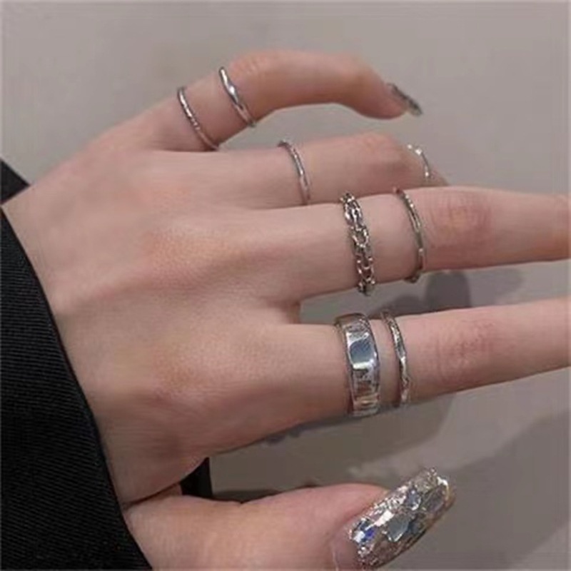 Cincin Model Terbuka Adjustable Gaya Hip Hop Punk Untuk Wanita