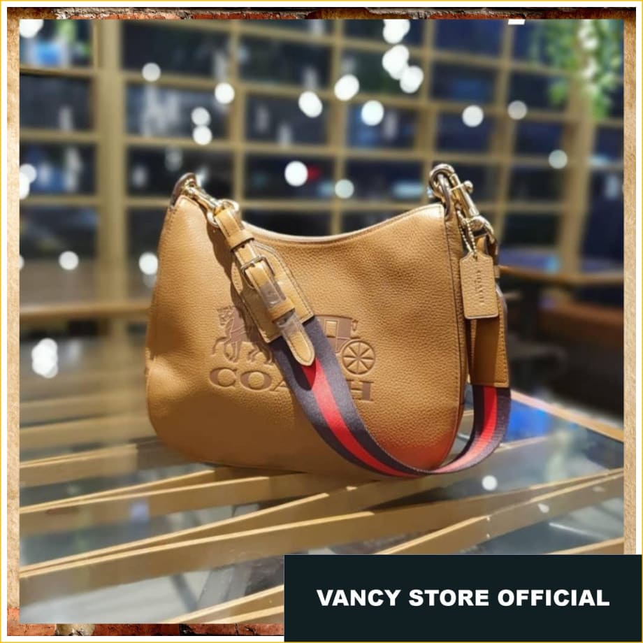 Tas Original Coach Jes Leather Hobo Brown Brown Pink FULLSET NEW WITH TAG  Ori