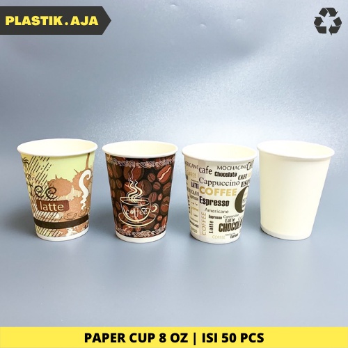 Jual PAPER CUP TAHAN PANAS UKURAN 8 OZ SJP | ISI 50 PCS | Shopee Indonesia