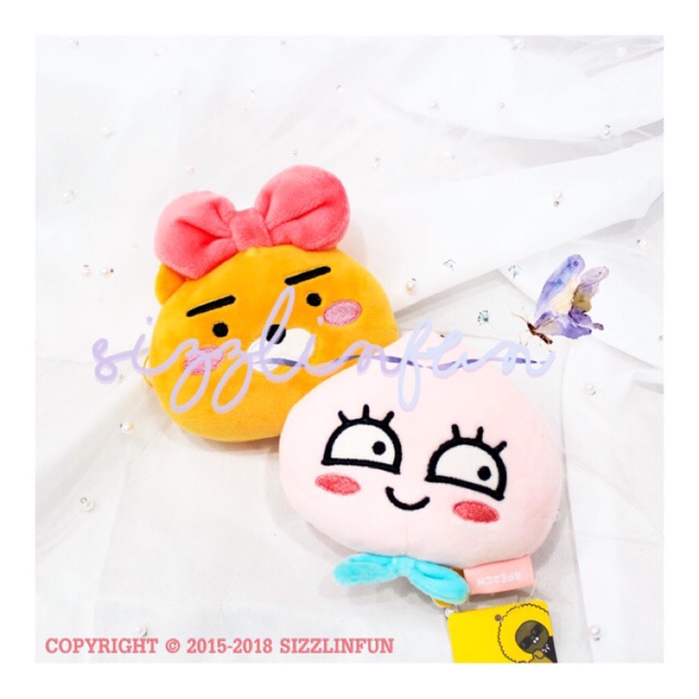 Mochi Face Plush Pouch Apeach & Ryan <OFFICIAL KAKAO FRIENDS STORE HOLOGRAM>