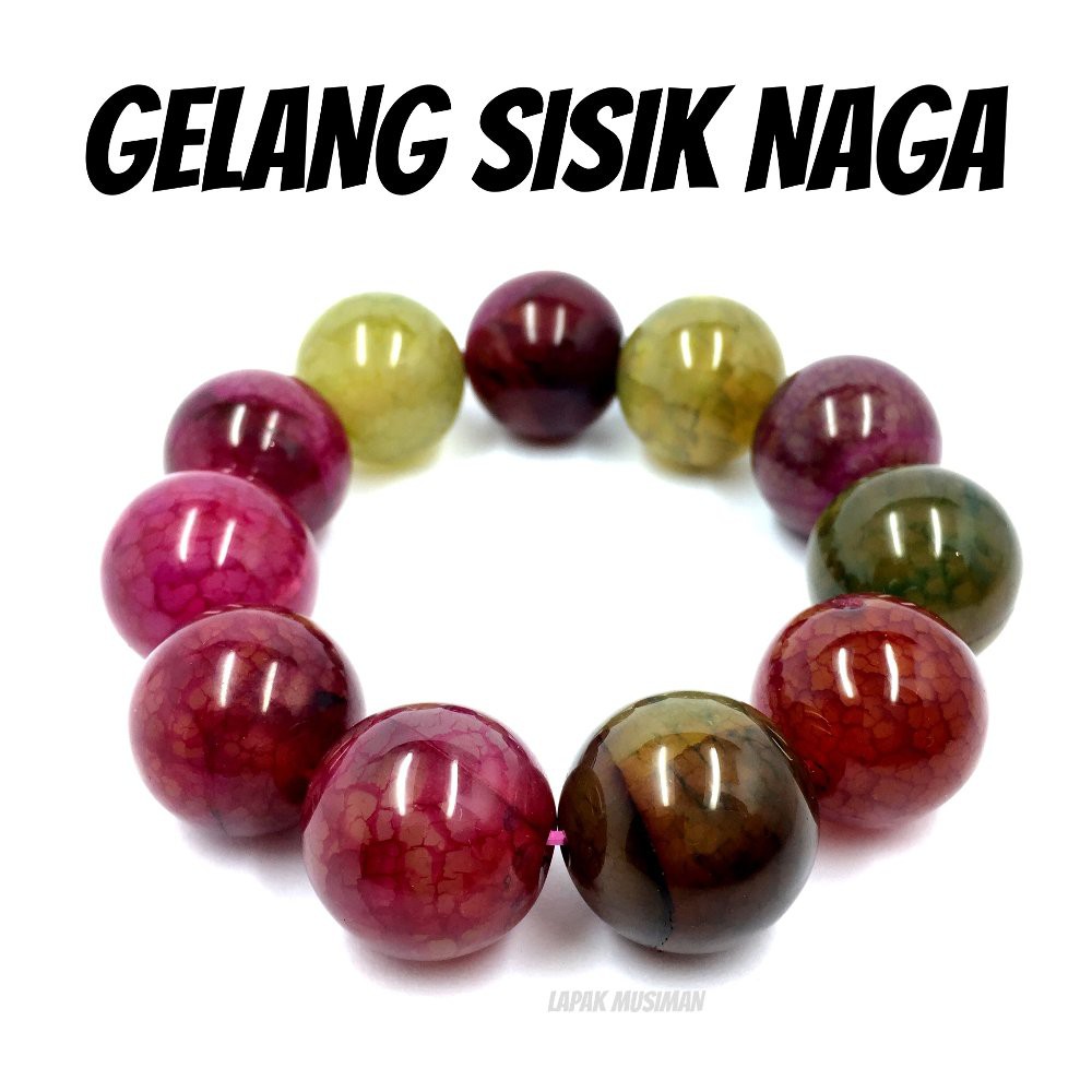 [Bayar di Tempat] GELANG BATU SISIK NAGA ASLI NATURAL 20MM