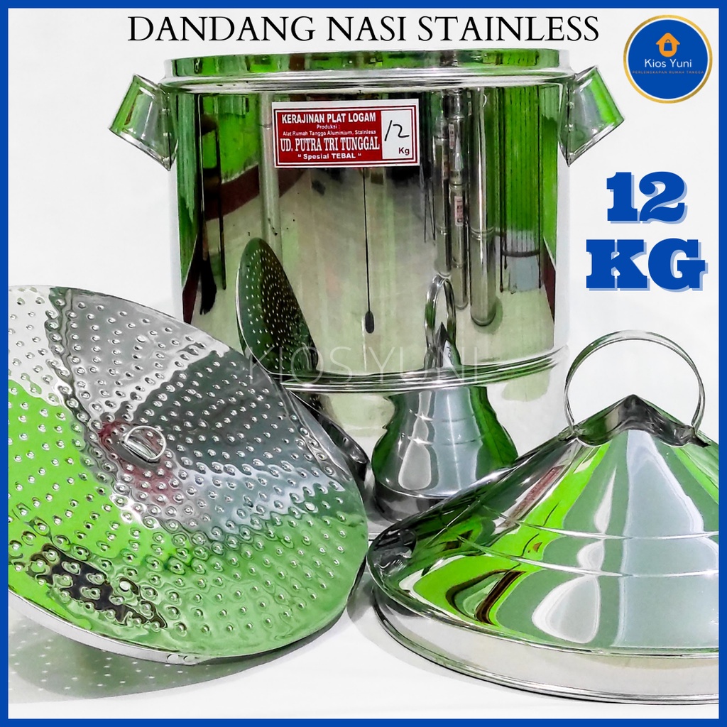 Dandang Nasi Stainless 12 Kg / Dandang Kukusan / Dandang Besar / Panci Kukus / Soblok Nasi