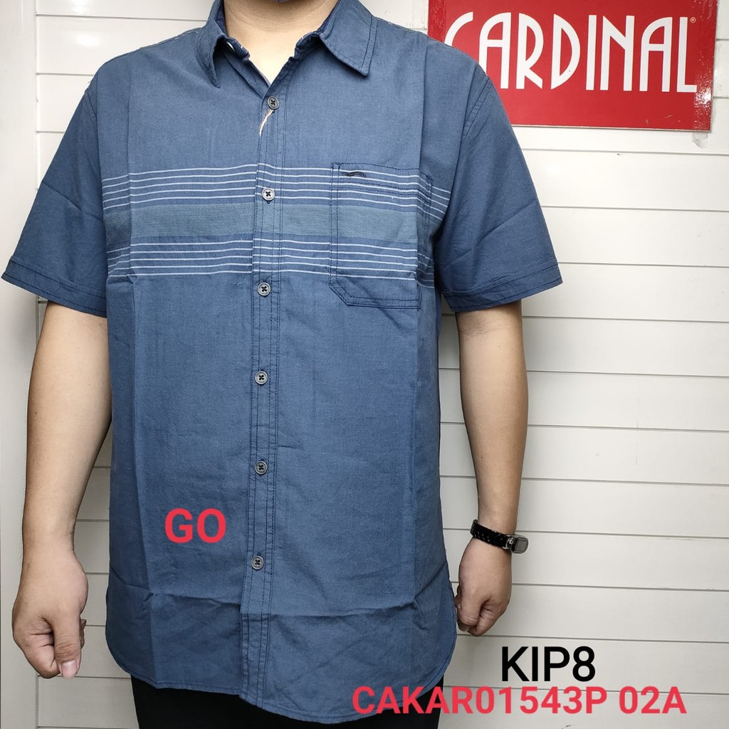 gof KIP CARDINAL KEMEJA SLIMFIT Pakaian Atasan Pria Hem Casual Santai Motif Original Lengan Pendek