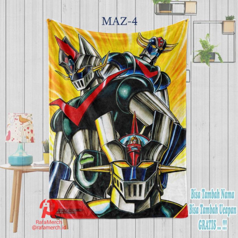 Selimut Mazinger - selimut robot - kado anak selimut robot - custom selimut robot - selimut