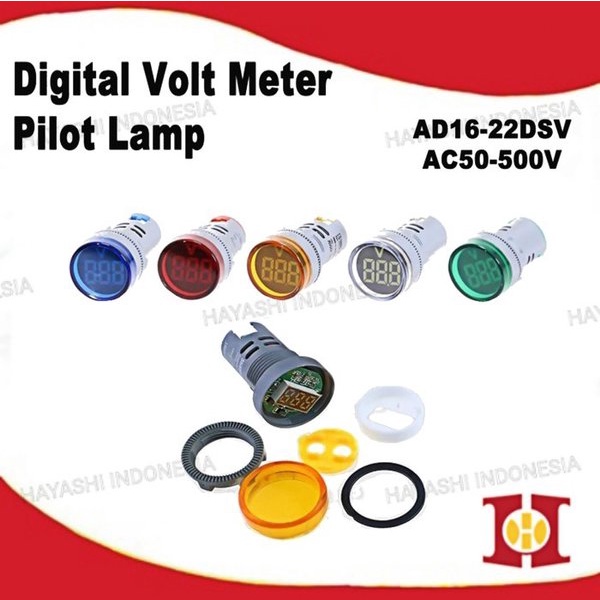 Pilot Lamp LED Dengan Indikator Volt AC 220V AD16-22DSV