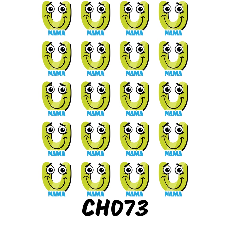 

Sticker Nama Cutting Label Waterproof Tahan Air Huruf 73 (CH073)