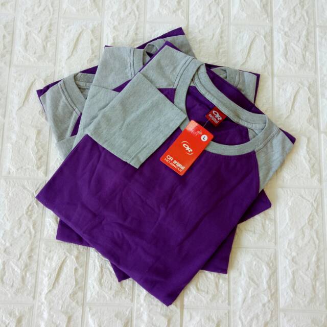 kaos polos raglan UNGU-ABUMISTY lengan PANJANG Uk M L XL XXL