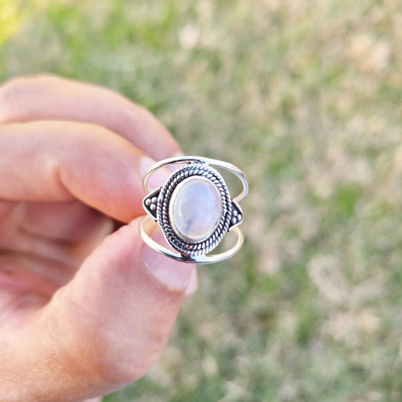 Cincin Batu Bulan Gaya retro Etnik Untuk Wanita