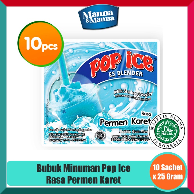 

Bubuk Minuman Pop Ice - Rasa Permen Karet - 10 Sachet x 25 Gram